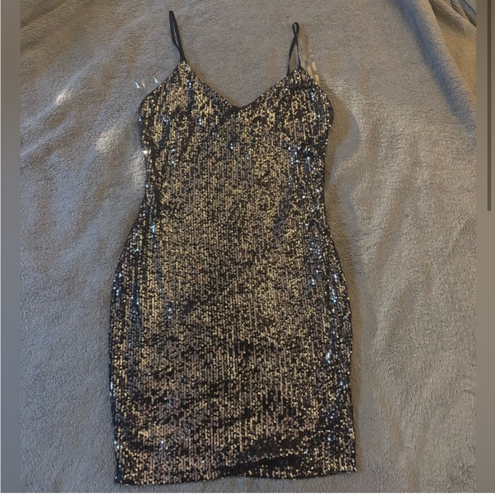 Iris Glittering Black Sequin Mini Dress